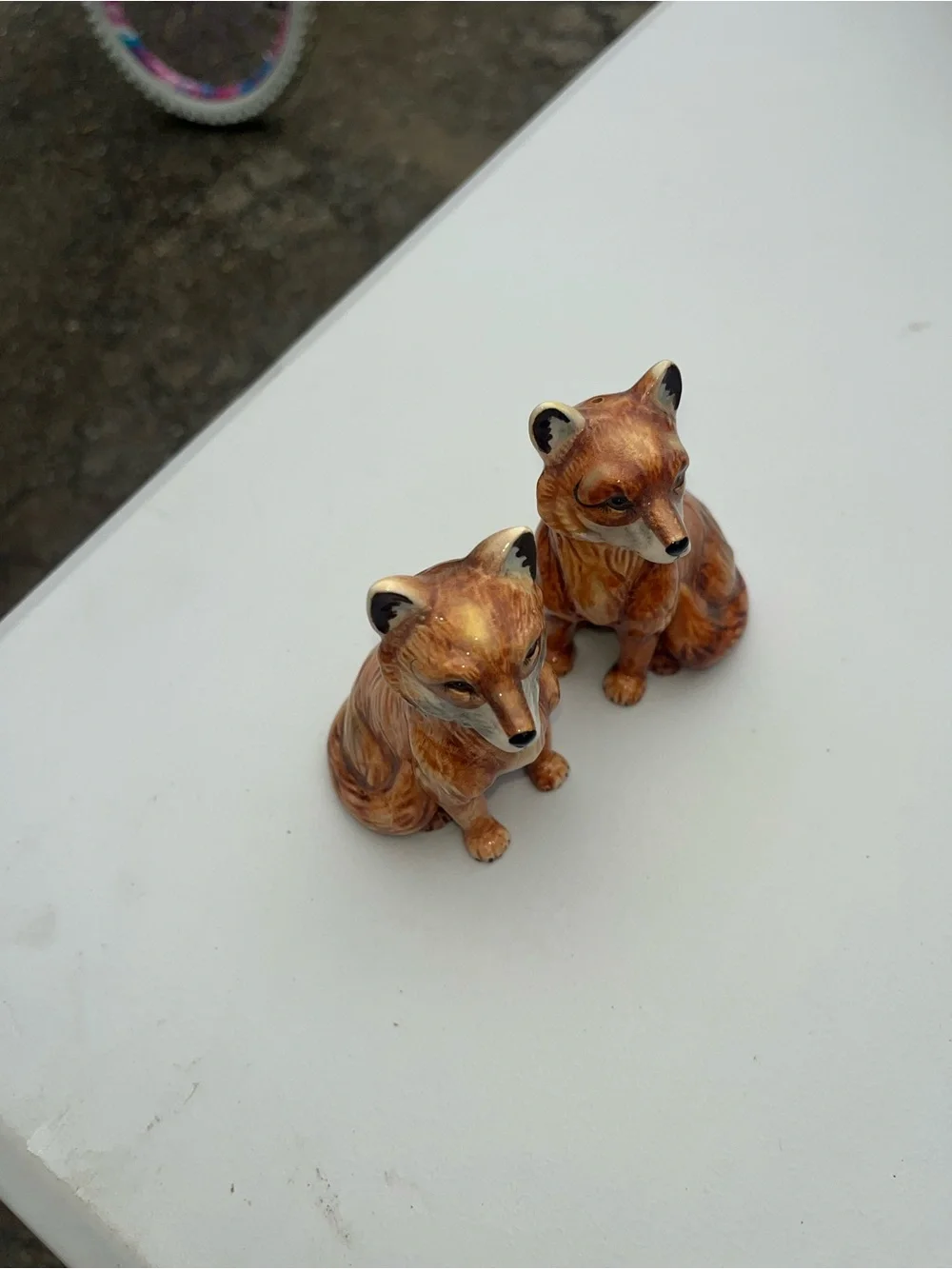 Fox Family Porcelain Salt and Pepper shakers